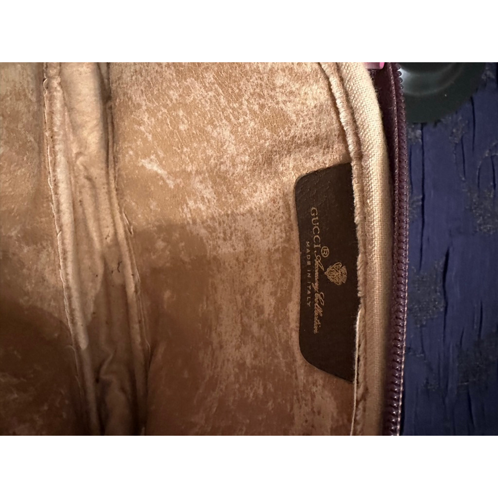 Gucci Brown & Beige Coated Canvas Crossbody Bag w/ Zip Top - Picture 13 of 14